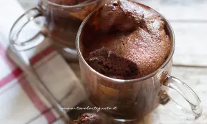 Deliziosa torta in tazza al microonde al cioccolato, soffice e golosa, pronta in pochi minuti.