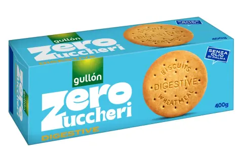 Scatola di biscotti Gullón Zero Zuccheri Digestive. Perfetti per uno snack leggero e gustoso, questi biscotti senza zucchero sono ideali per chi cerca un'opzione salutare.